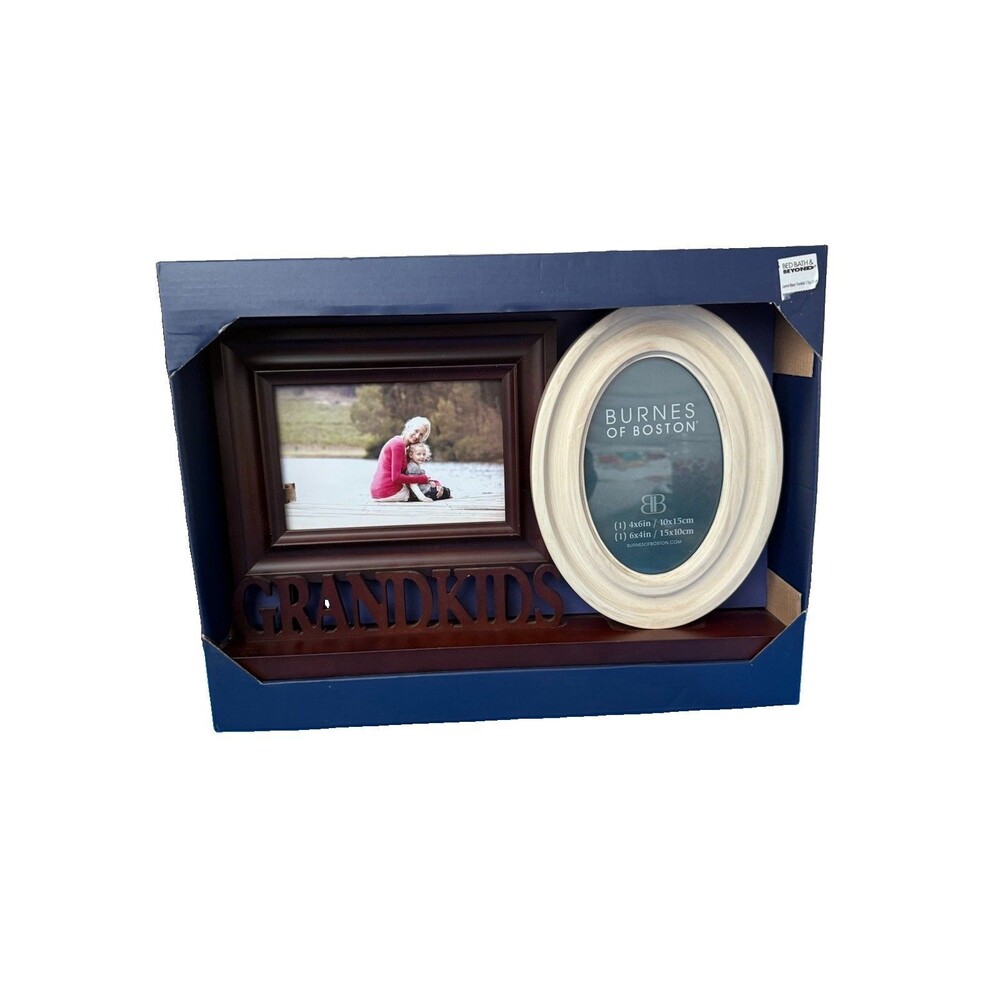 Burnes Of Boston Double Picture Frame Grandkids Theme Decorative Shelf NEW
